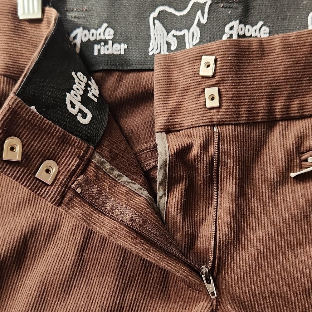 Goode Rider Equestrian Full Seat Brown Corduroy Low Pants Size 30R - Picture 5 of 12